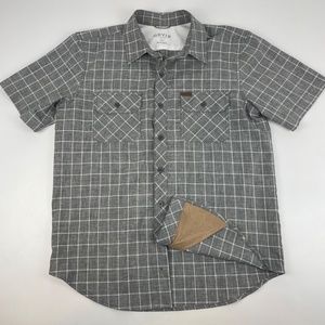 Orvis Men's Size M Short Sleeve Polyester Outdoor Tech Hiking Shirt Lens Cleaner